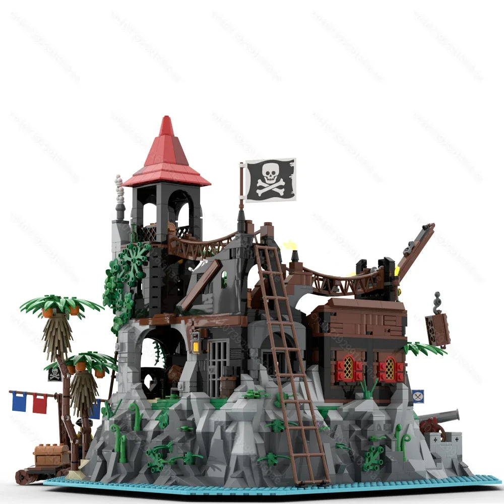 New 2446PCS medieval Pirate Series Rock Island Refuge Model DIY creative ideas child Toy Assembly Puzzle Birthday Gift MOC-6273
