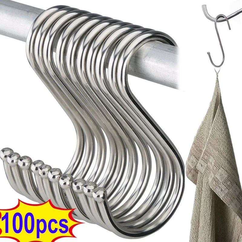 Premium stainless steel hooks, multifunctional hooks for clothes, bags, towels, homes, kitchens, and bathrooms 5pcs/10pcs