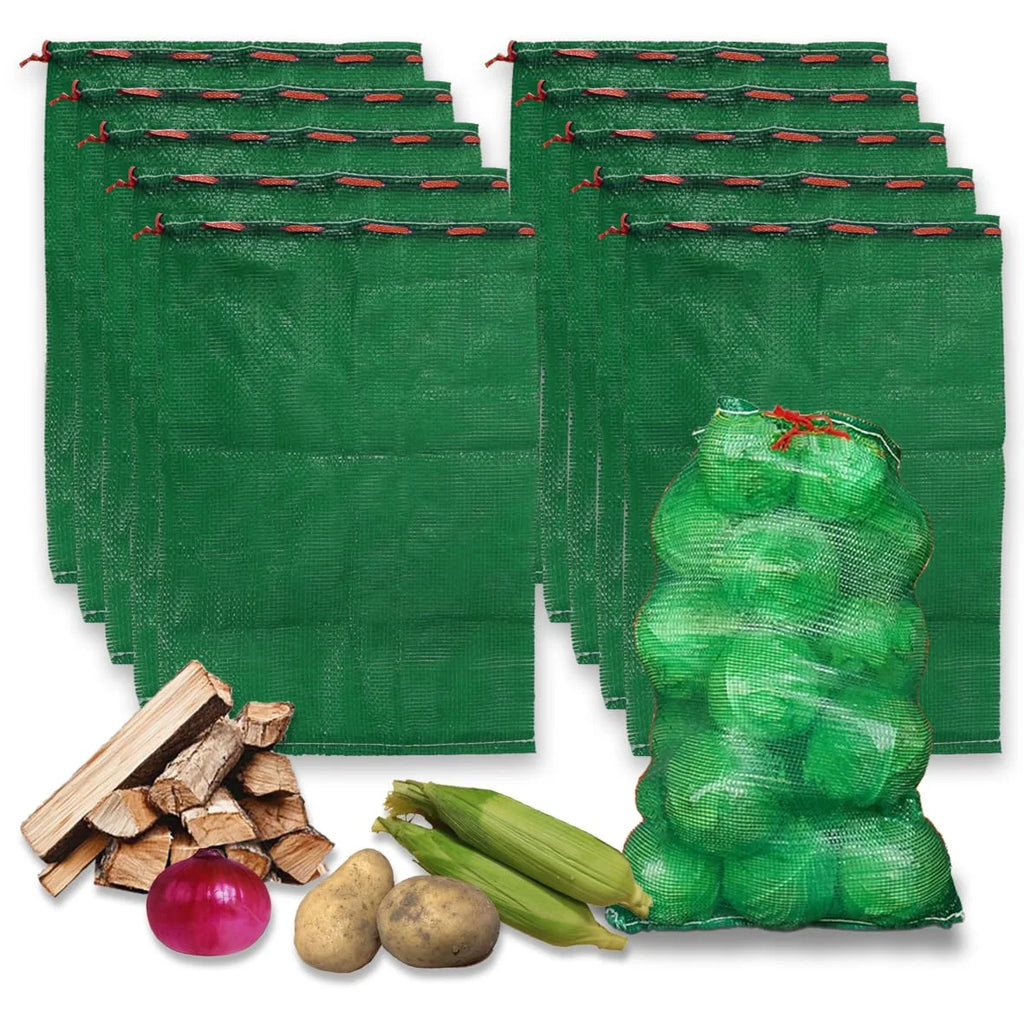 10Pcs Extra Large Mesh Storage Produce Bags, Reusable Vegetable Storage Bags, Mesh Bags, Plastic Woven Bags, Vegetable Bags, Suitable for Onions, Potatoes, Vegetables, and Firewood, Etc