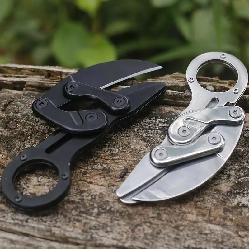 All-steel Folding Knife Multifunctional Outdoor EDC Gift for Men Black Silver Tools