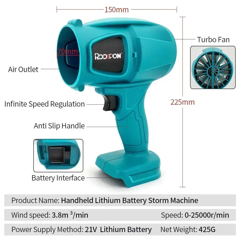Electric Turbo Fan Blowers Dust Removal Cordless Electric Air Blower Violent Handheld Power Tools for 21V Makita Lithium Battery