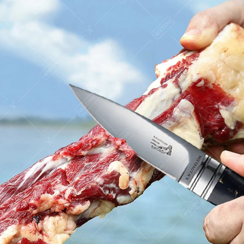 WXCOO Multifunctional Steak Knife Durable Stainless Steel with Sheath Meat Cutting BBQ Chef Fruit Knife Cooking and Slicing Tool