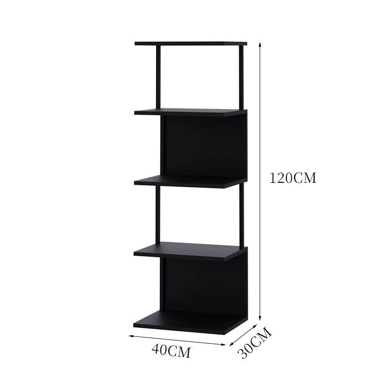Metal Multi-Tier Display Bookshelf Modern Floor Standing Storage Shelf for Living Room/ Home Office Space-Saving Book Organizer