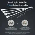 TEUCER 4-pin 1 to 4 Way PWM Fan Splitter Cable Cooled 1 to 2/3/4 Way Tap Sleeve Extension Braided Cable Extension fan connector