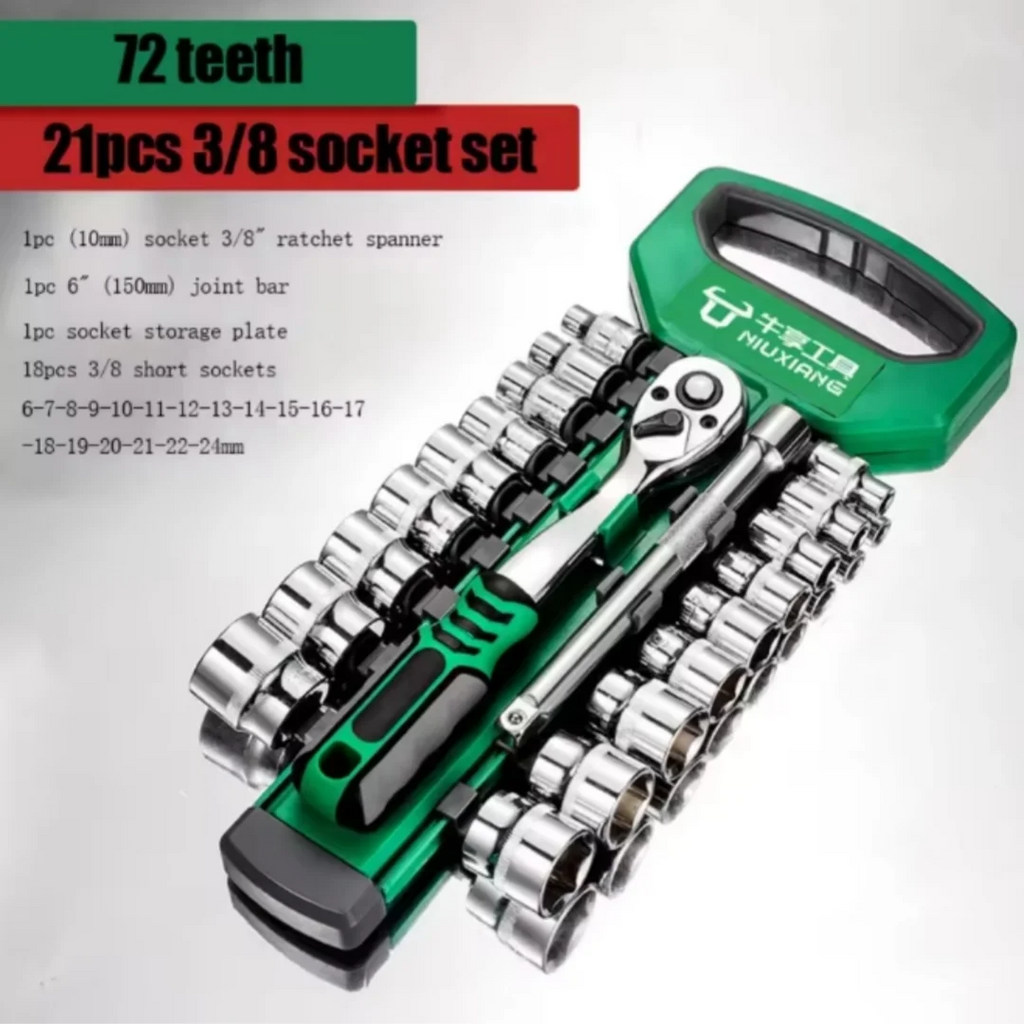 Drive Socket Set 1/4"-3/8",CR-V Metric and Imperial Sockets with Quick-Release Ratchet Wrench,pro model 72 teeth, Sockets