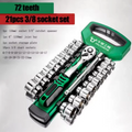 Drive Socket Set 1/4"-3/8",CR-V Metric and Imperial Sockets with Quick-Release Ratchet Wrench,pro model 72 teeth, Sockets