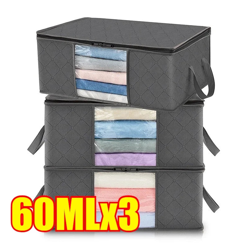 Closet Organizers and Storages Clothes Storage Bag Blanket Storage Foldable Storages Bin Sturdy Sewn By 3 Layers Fabrics