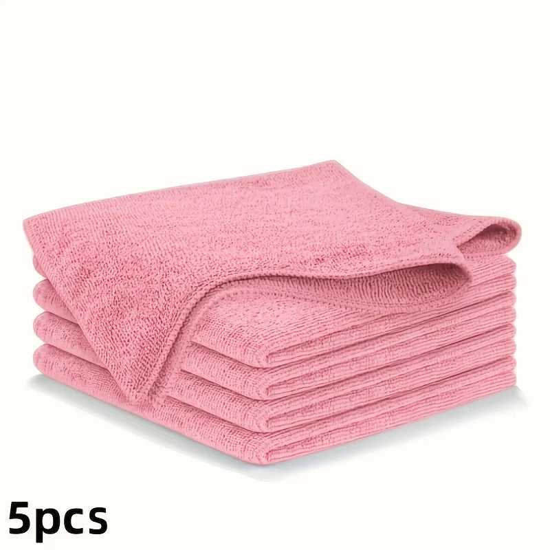 5-50Pcs Light Pink Microfiber Kitchen Towels Super Absorbent Soft Durable Cleaning Cloths Glass Countertops Pans Bowls Faucets