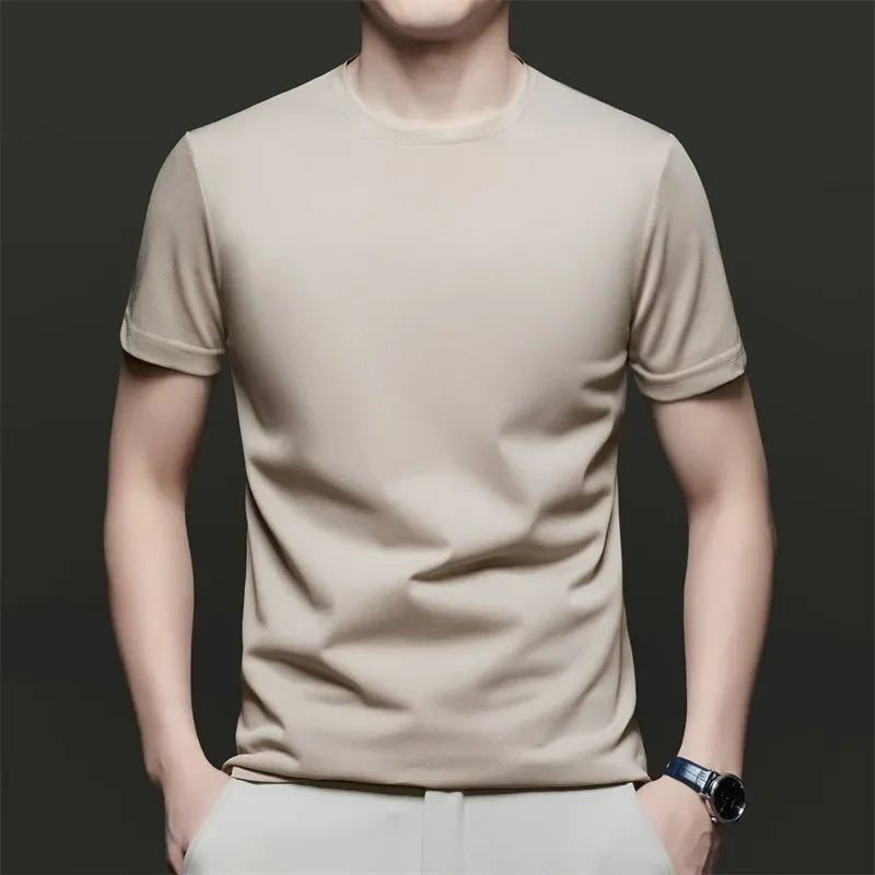 2025 New Men's Korean Casual Short Sleeved Round Neck T-shirt Summer Fashionable and Comfortable Versatile Top