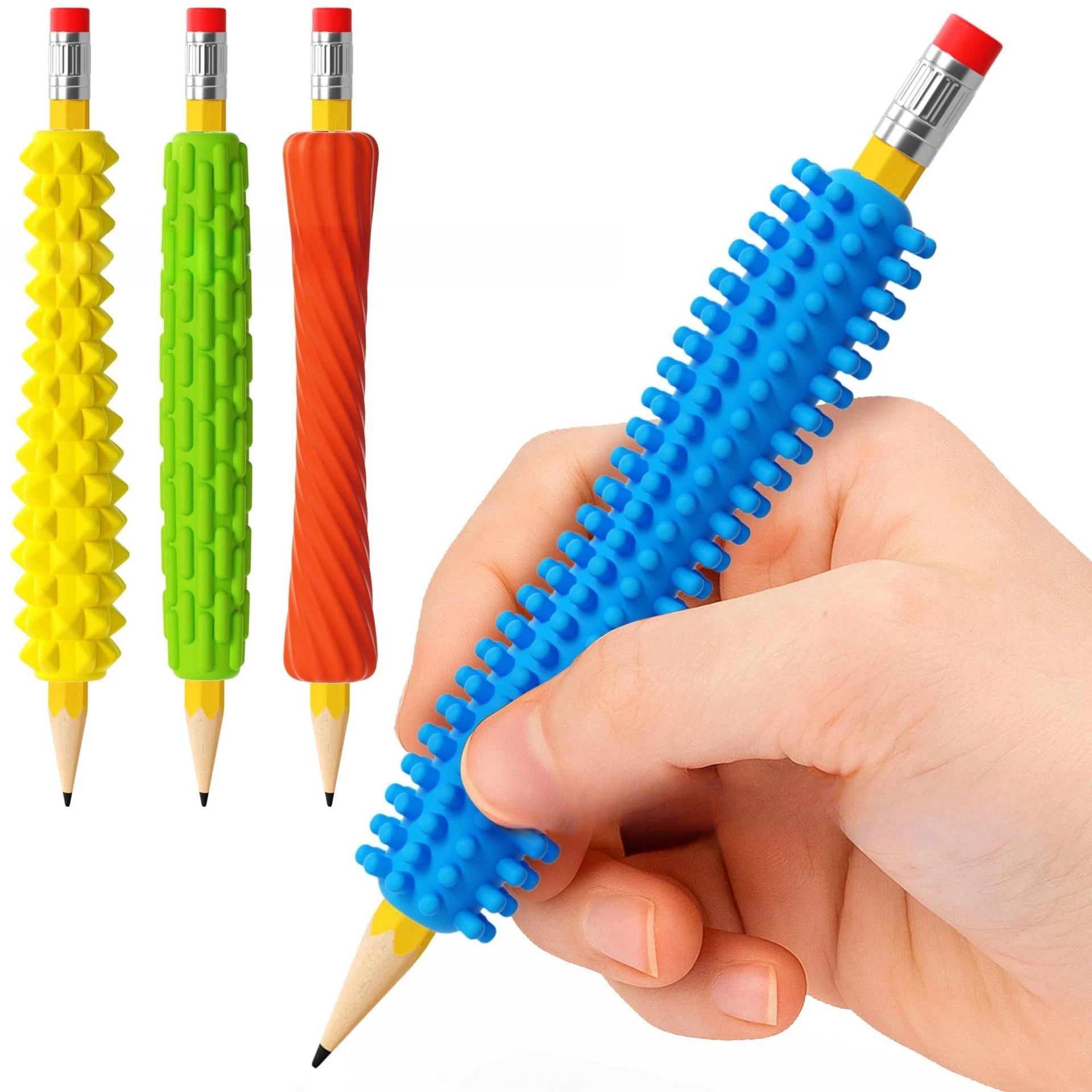 Fashion Creative Hot-selling Fashion 4-piece Textured Silicone Pencil Holder Tactile ADHD and Autism Anxiety Relief