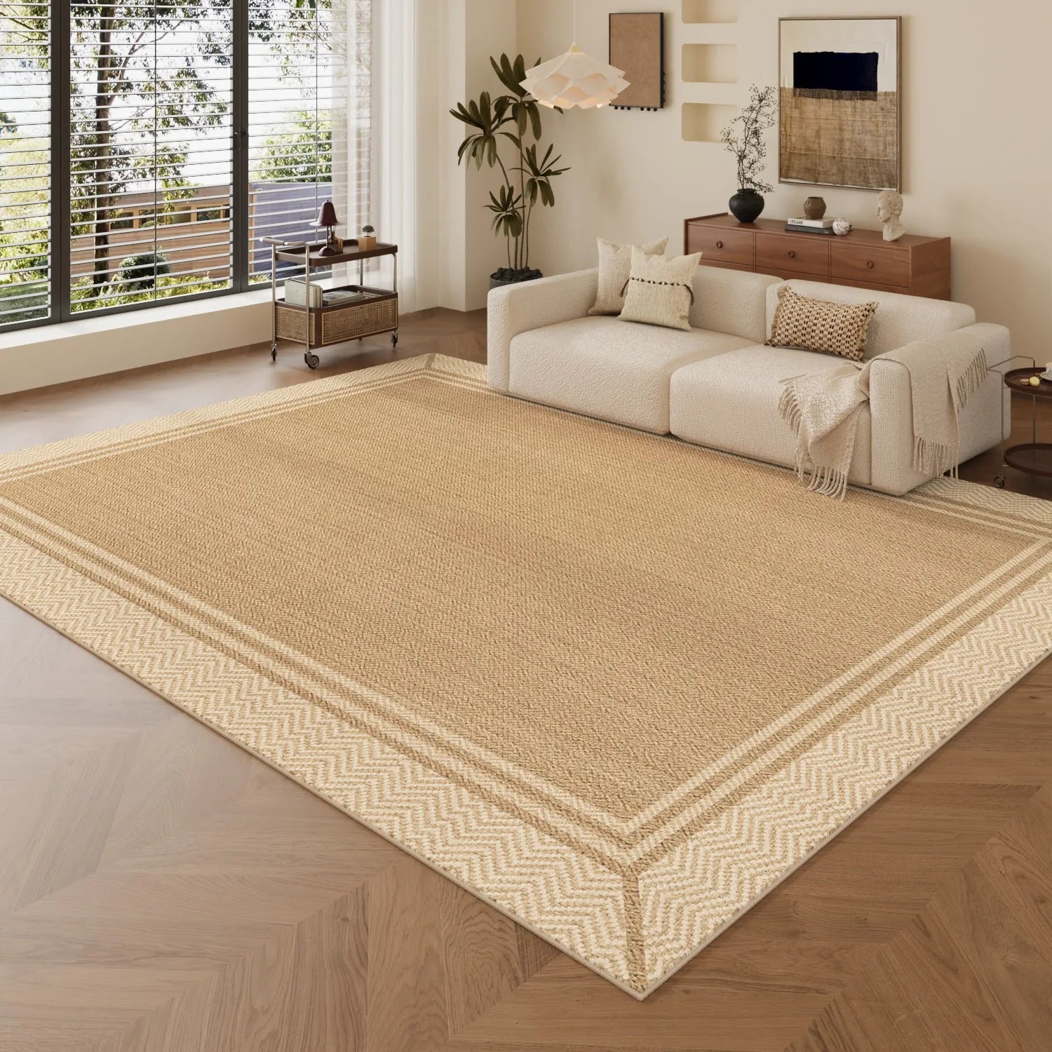 Modern Light Luxury Living Room Carpet Brown Print Bedroom Bedside Rug Soft Sofa Coffee Table Floor Mat Home Decor 러그 Alfombra