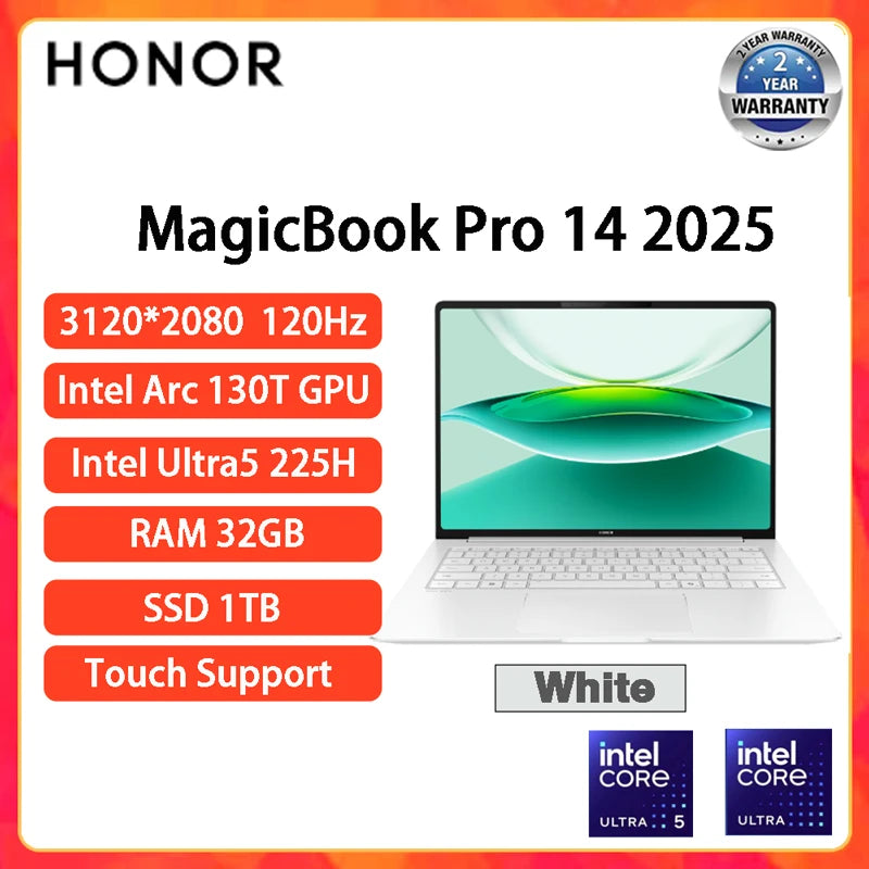 NEW Honor MagicBook Pro 14 Laptop 14.6-inch U5-125H 16G/24G 1T 3.1K Screen 92Wh Computer PC Notebook Ultrabook