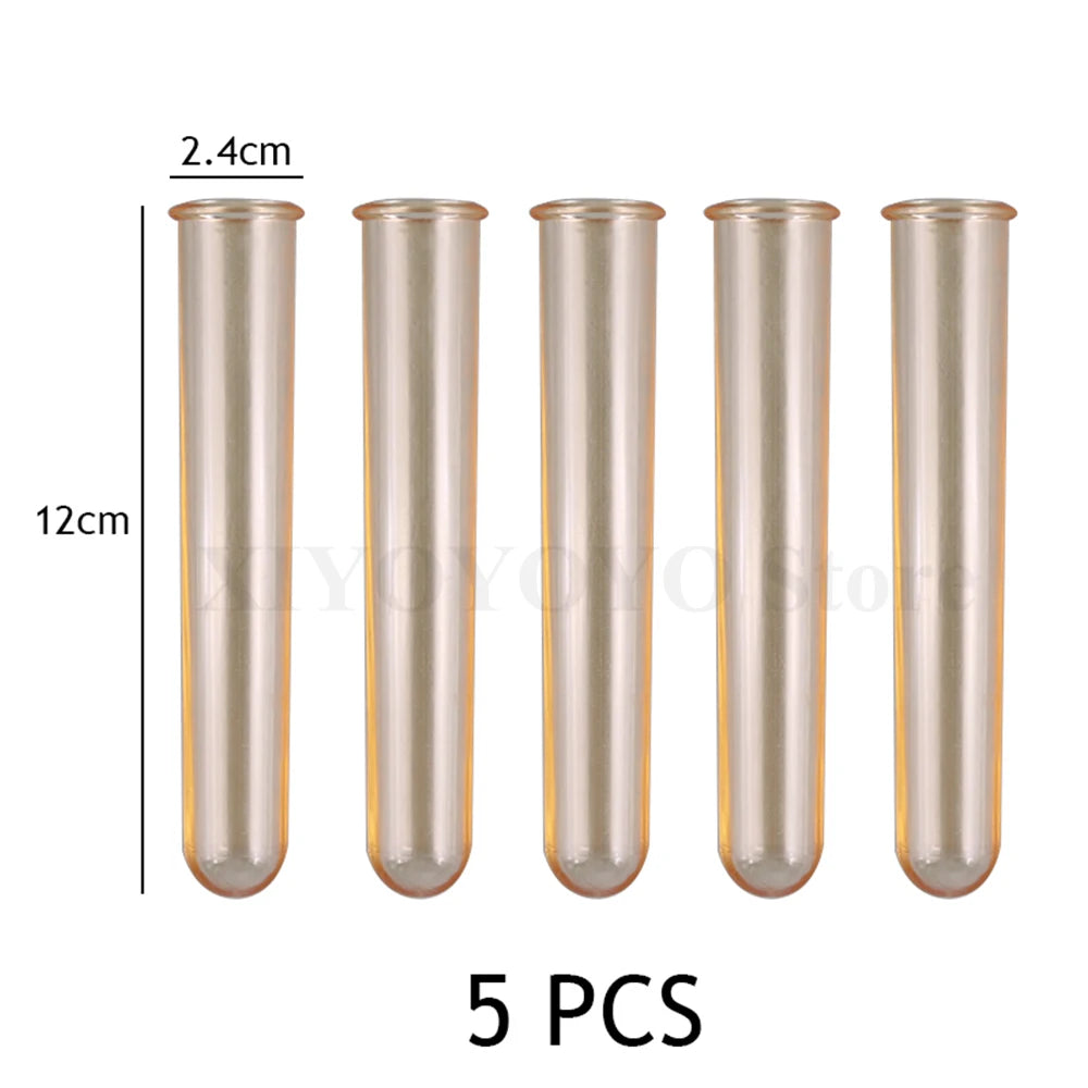 5pcs Flowers Test Tube Vase Acrylic Glass DIY Home Decor Plaster Resin Clear Display Stand Plant Incubator For Hydroponic Making