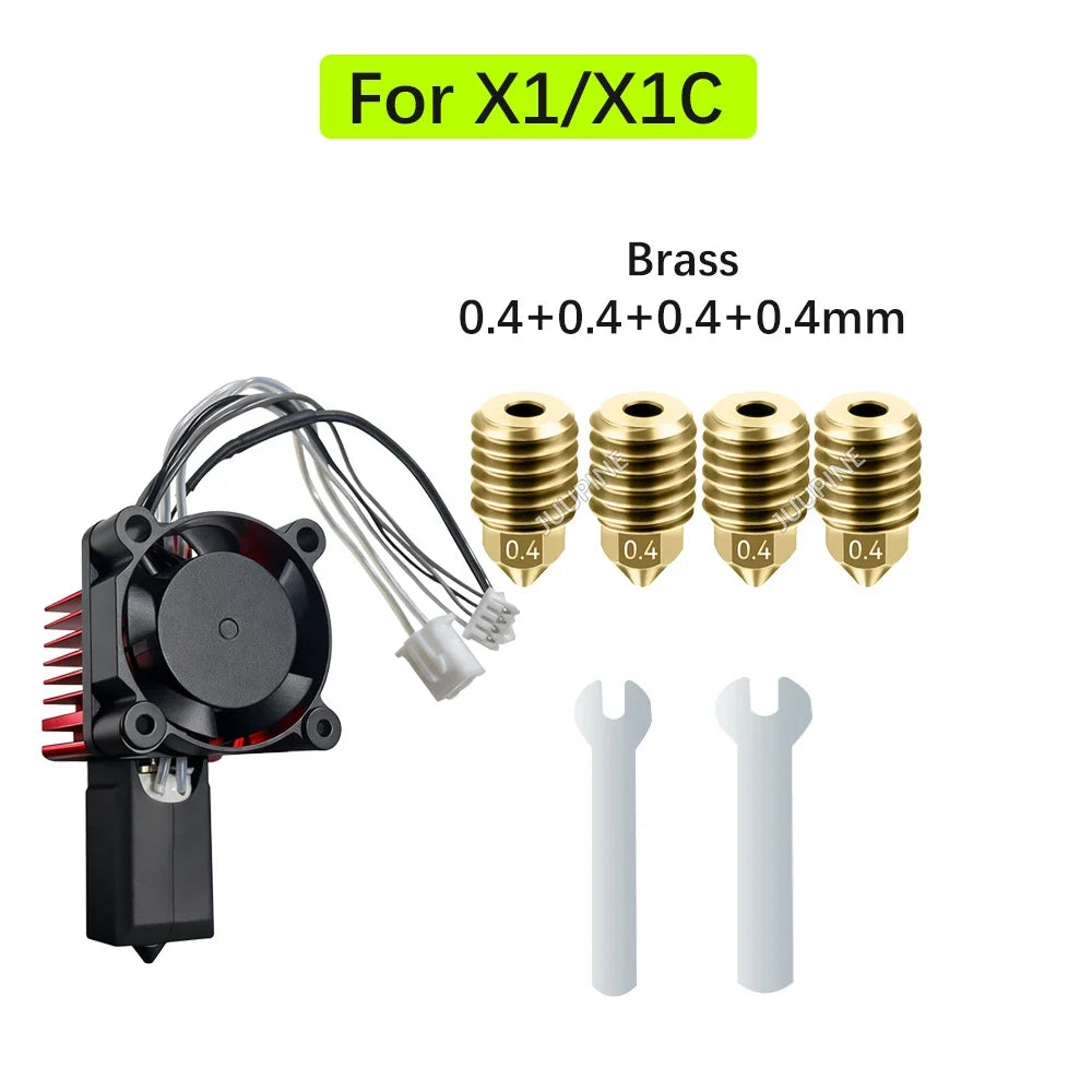For Bambu Lab P1S Hotend Complete Assembly Upgrade Hardened Steel Extruder Kit For X1 X1C P1P P1S Fan Nozzle X1 Carbon Hot End