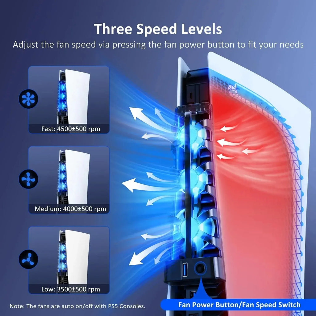For PS5 Both Disc/Digital Editions Cooling Fan with LED Light for PS5 Both Disc/ Digital Editions Gaming Accessorie Cooling Syst