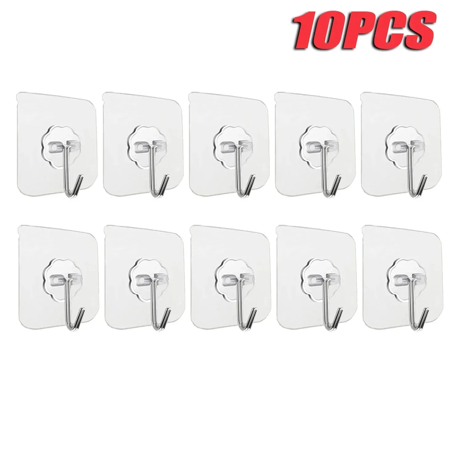 5/10/20/40pcs Transparent Seamless Hook, Strong Adhesive Hook, Bathroom Living Room Wall Hanging Door, Self-Adhesive Hook