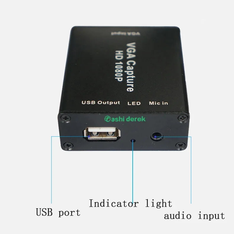VGA Converter Mini Video Capture Device 1080p VGA Input Turn To Usb Vga Signals Transmission Portable Recording Box with Cables