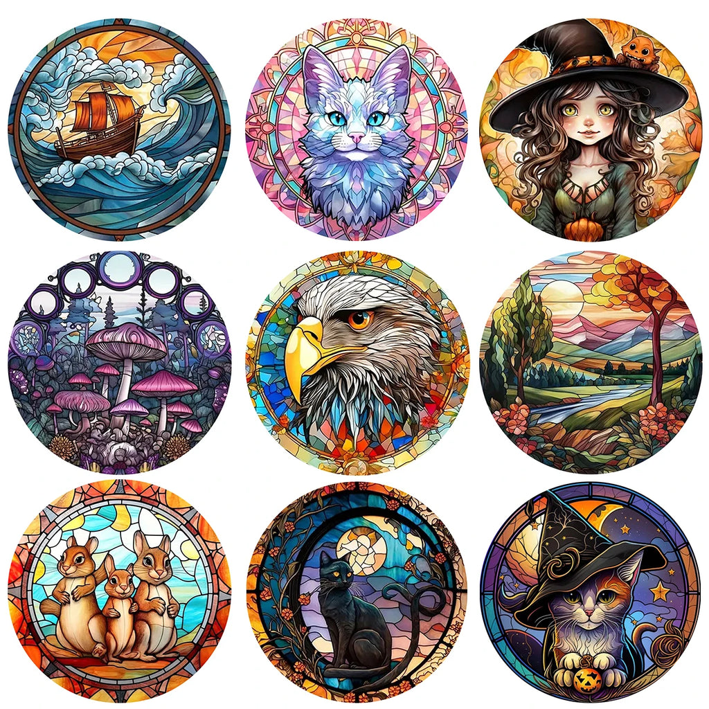 Wooden Puzzle Mandala Animal Jigsaw Puzzles For Kids Surprise Toys Creative Games Round Shaped Wood Puzzle With Educational game