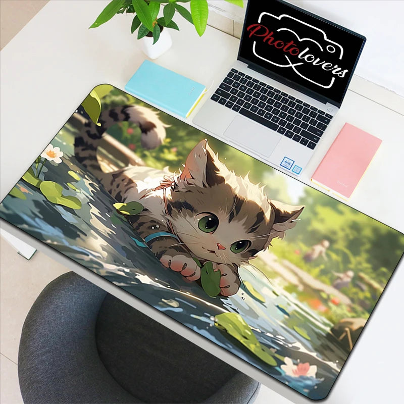Anime Xxl Mouse Pad Gaming Accessories Cartoon Cat Keyboard Mousepad Gamer Desk Mat Cute Computer Offices Pc Cabinet Kawaii Mice