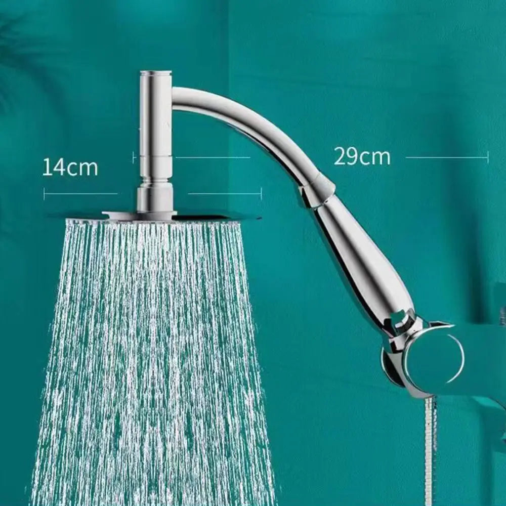High Pressure Rainfall Shower Head Stainless Steel Square Shower Head Extender Large Curved Shower Extension