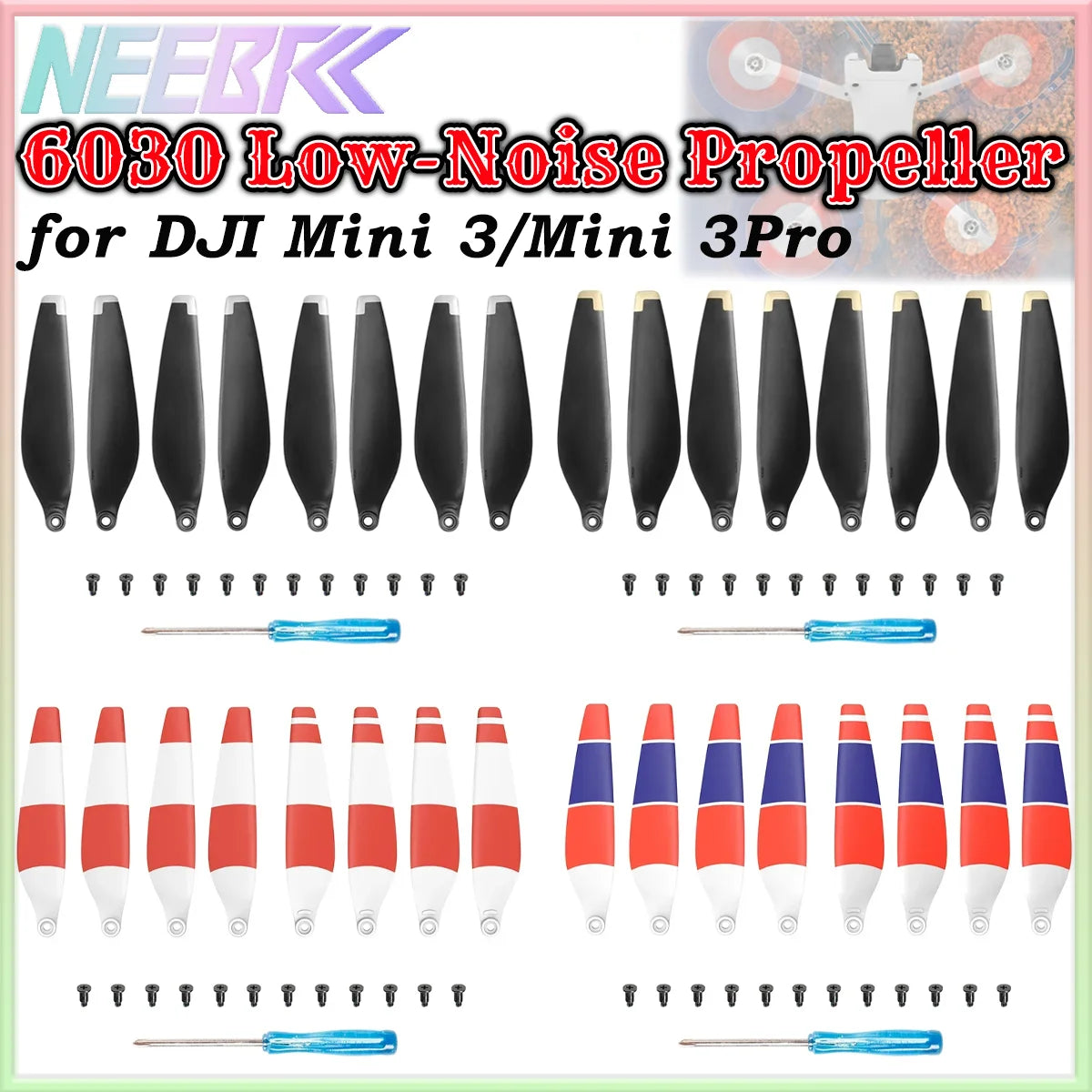 8PCS 6030 Propeller for DJI Mini 3/Mini3 Pro Low Noise Drone LightWeight Wing Fan Spare Parts Quick Release RC Drone Accessories