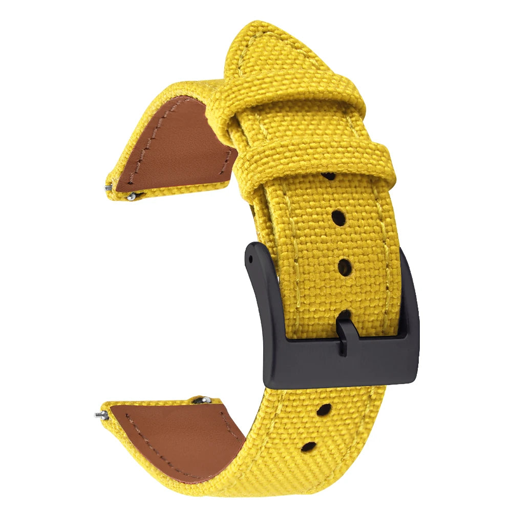 18mm 20mm 22mm Nylon Watch Strap Two-Sided Leather and Sailcloth Watch bands Quick Release Wristbands Sport Belt for Men Women