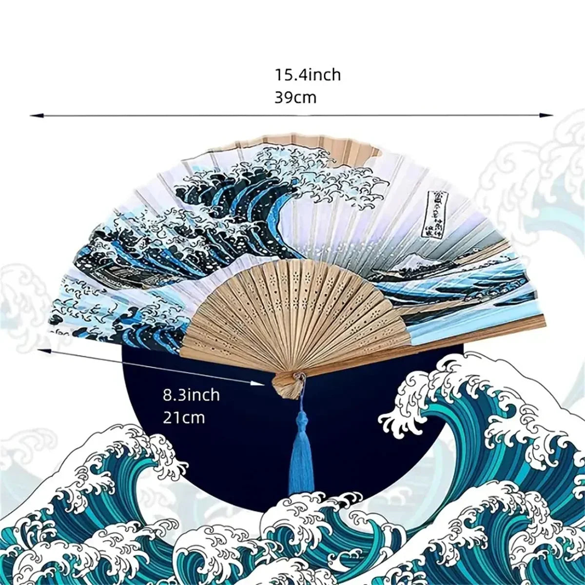1pc, Folding Fan Handmade Decorative Kanagawa Wave Foldable Fan Handheld Vintage Hand Fans For Women Portable Folding F
