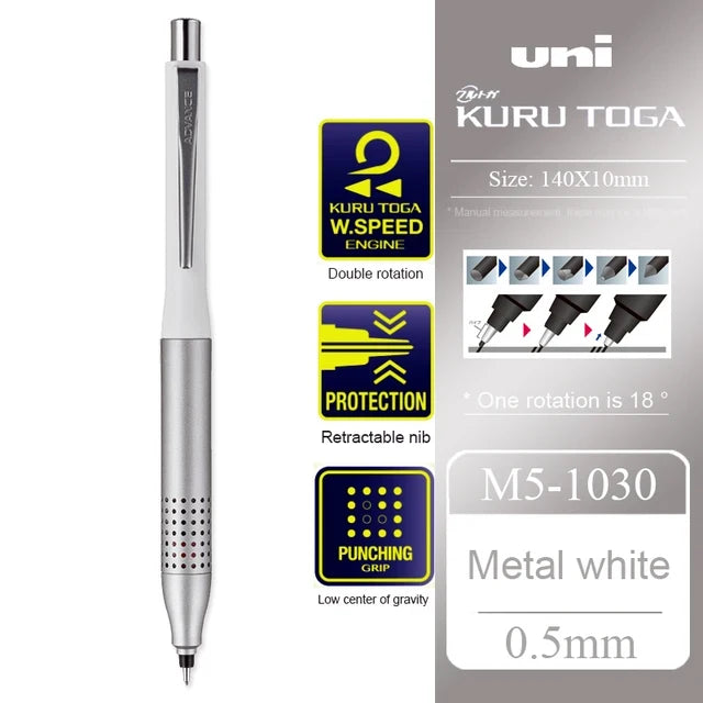 UNI ADVANCE Mechanical Pencil M5-1030 Metal Rod Low Center Gravity Kuru Toga Automatic Rotating Drawing Pencil 0.5mm Stationery