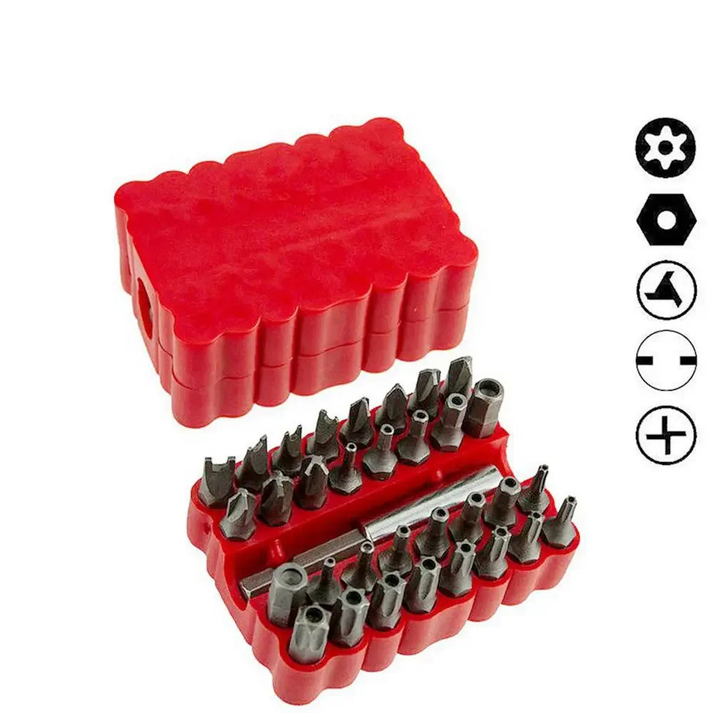 Krachtige 33Pcs 1/4" 6.35mm Magnetic Holder Drill Tools Screws Security Tamper Proof Spanner Star Hex Torx Wing Screwdriver Bits
