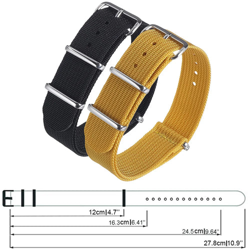 16mm 18mm 19mm 20mm 22mm 24mm Durable Nylon Ribbed Watch Strap Stripped Sport Watch Band Replacement Wristband Belt Accessories
