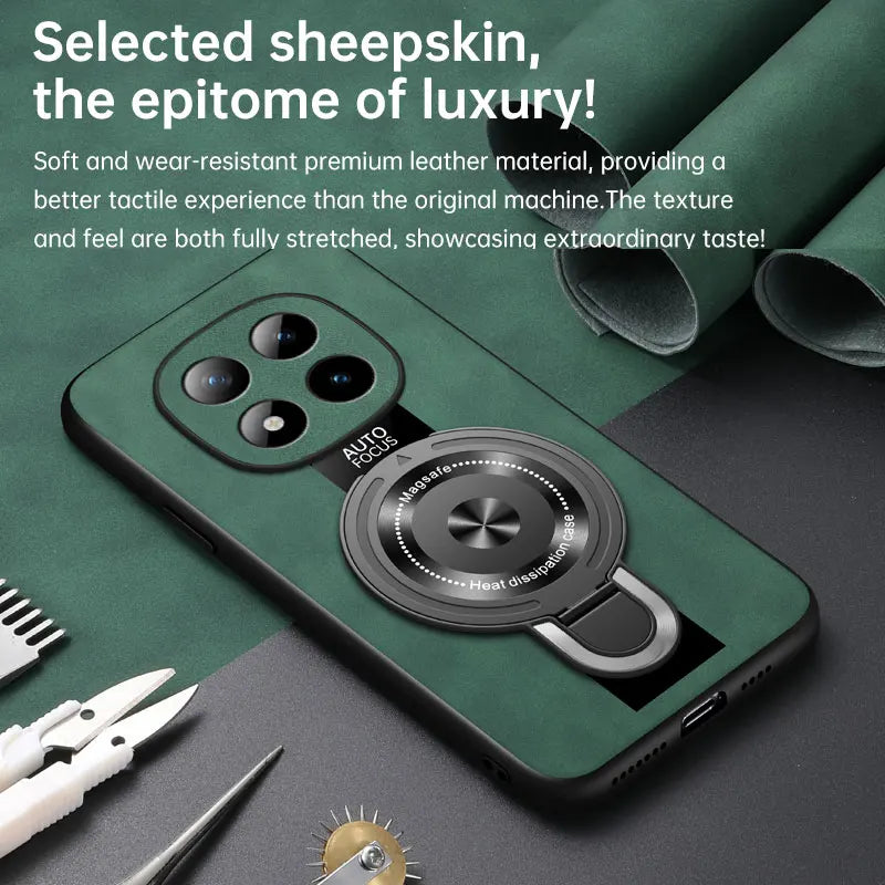 For Xiaomi Redmi Note 15 Pro and Note15 Pro Plus 5G Case Magnetic Holder Silicone PU Leather Plexiglass Premium Back Cover