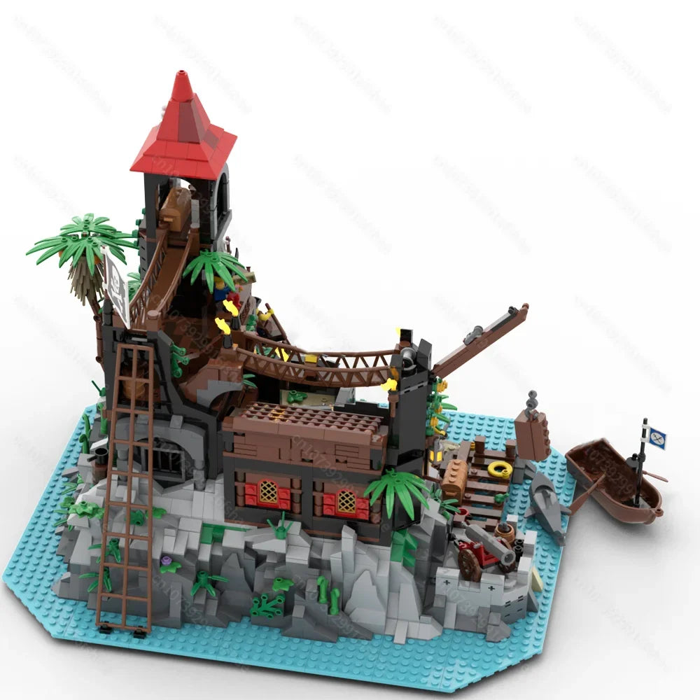 New 2446PCS medieval Pirate Series Rock Island Refuge Model DIY creative ideas child Toy Assembly Puzzle Birthday Gift MOC-6273
