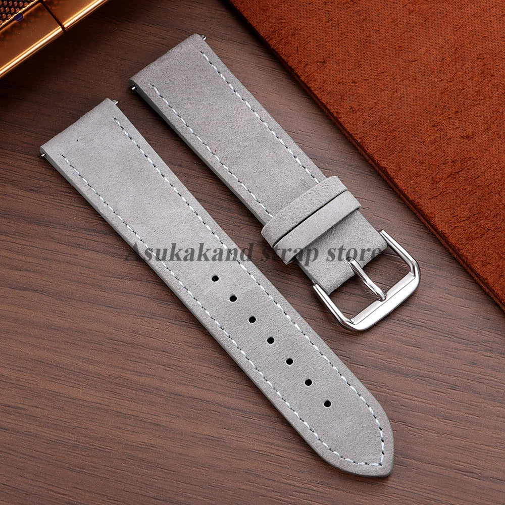 Vintage Suede Leather Watch Band Cowhide Bracelet 18mm 19mm 20mm 22mm For Omega For Seiko for Huawei Watch Sport Watch Strap