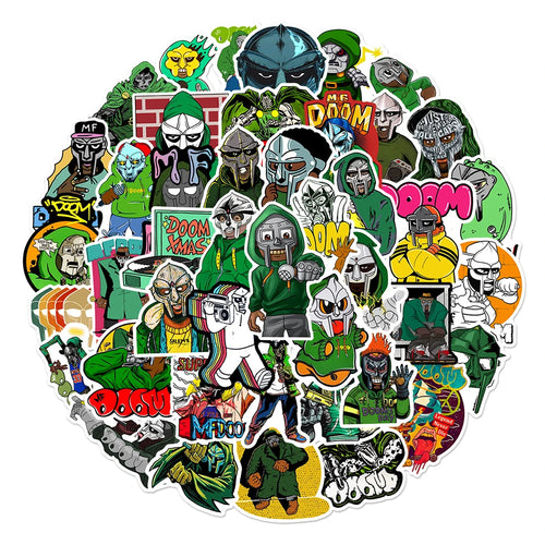 10/30/50PCS Hip Hop Rapper Mf Doom Stickers Singer Graffiti DIY Skateboard Phone Luggage Laptop Guitar Toys Decals For Fan Kids