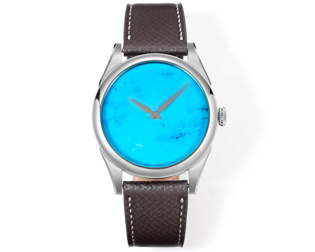 HUASUO New 38mm Business Men Watch Tiger Eye Stone Dial PT5000 Automatic Mechanical Gemstone Wristwatch Sapphire Waterproof 50M