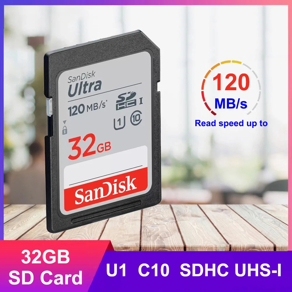 SanDisk SD Card 32GB SDHC 64GB 128GB 256G SDXC SD Card C10 Memory Cards Up to 200MB/s Read U3 V30 Flash Cards 4K UHD for Camera