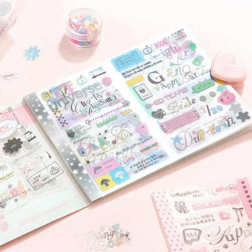 20sheets Kawaii Ins M5 Creative Typeface Die cut Stickers Book for DIY Diary Scrapbook Handmade Aesthetic Stickers