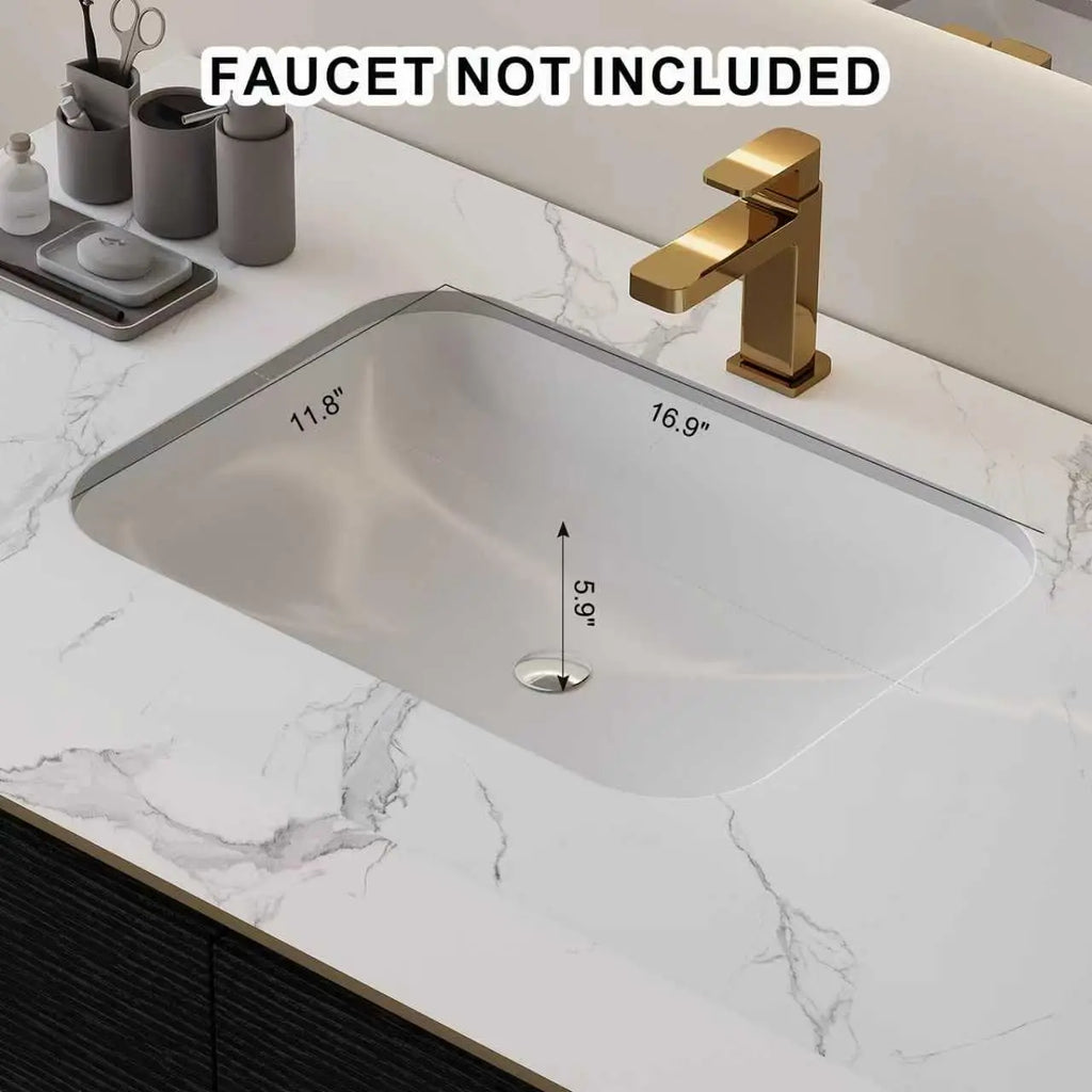 36" Modern Bathroom Vanity with Ceramic Sink – Sintered Stone Top, 4 Soft-Close Drawers, Sturdy Solid Wood Cabinet,, Customized