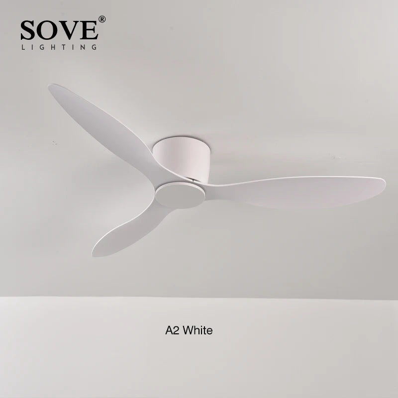 SOVE Modern White Low Floor BLDC Motor 30W Ceiling Fans With Remote Control Simple Ceiling Fan Without Light Home Fan 220V