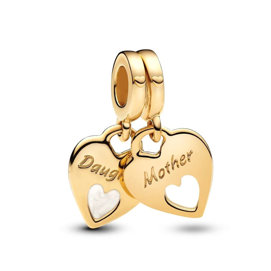 Gold Plated CZ Charms Fit Original Bracelet 925 Sterling Silver Core Heart Star Flower Dangle Beads Luxury DIY Jewelry Gift