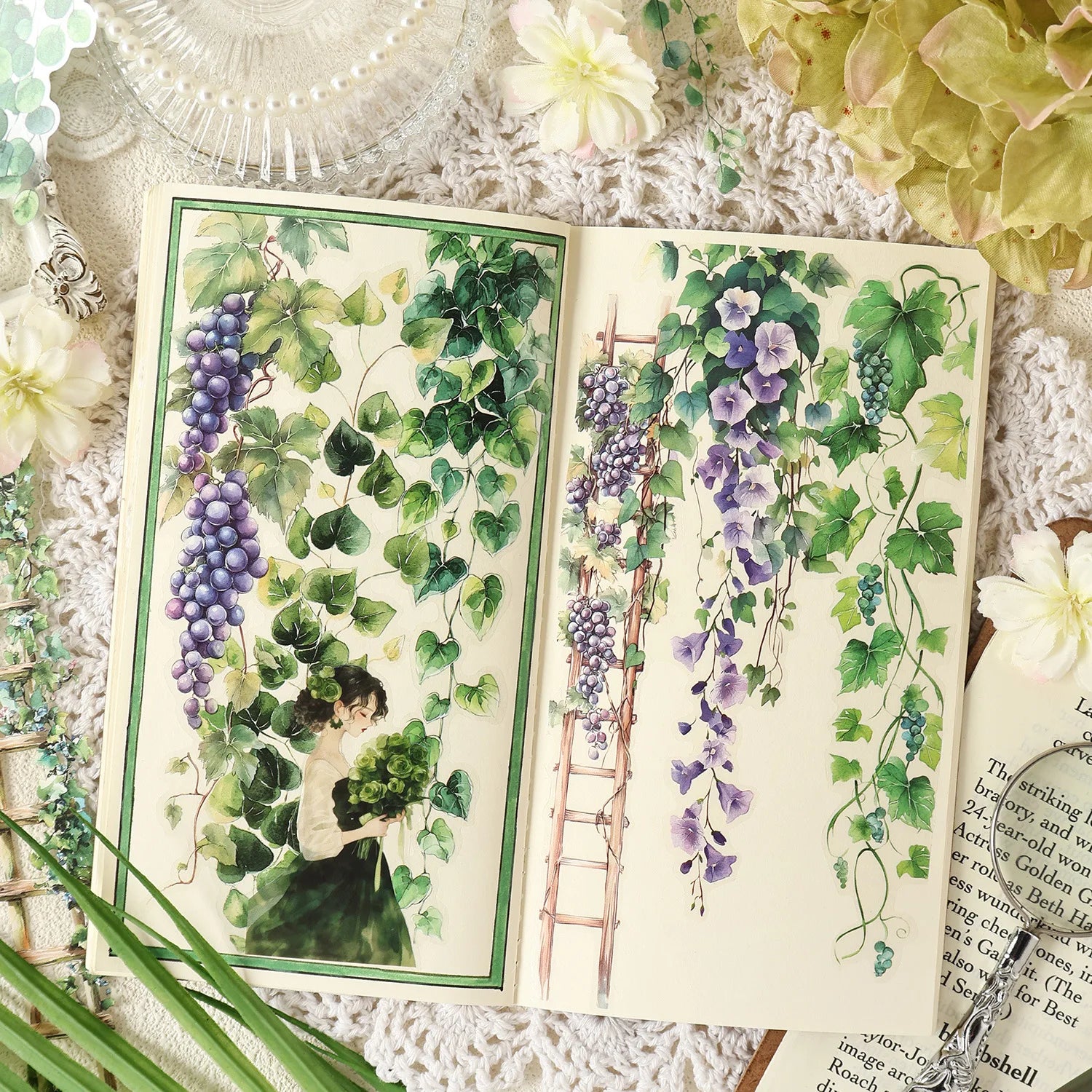 0-Sheet Long Floral Sticker Set, Charming Flower Designs, Ideal for Scrapbooking & Card Making