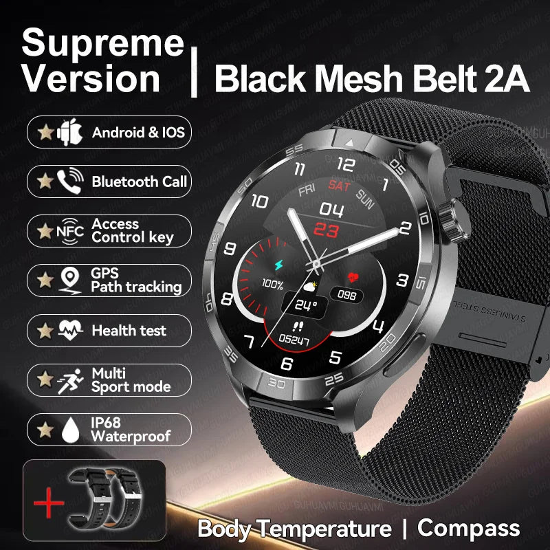 2026 New GH Style GPS Sport Compass SmartWatch Men 1.85" AMOLED HD Screen NFC IP68 Waterproof Bluetooth Call Smartbracelet Woman