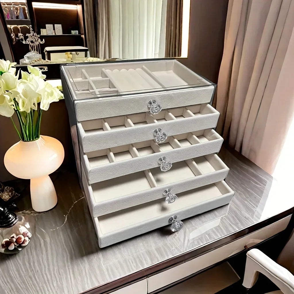 Newly Upgraded 7-Tier Dust-Proof Acrylic Jewelry Storage Box Modern Rectangular Desktop Display & Storage Jewelry Box Amagi