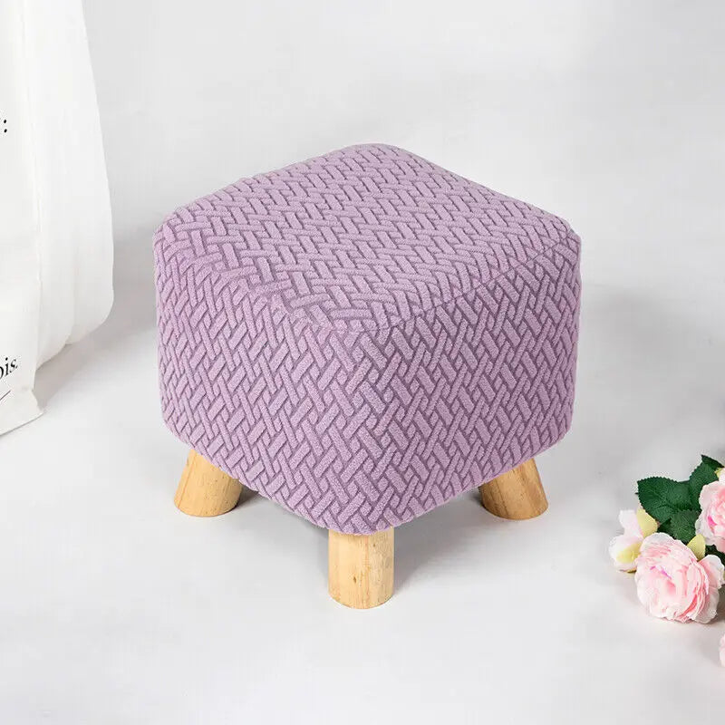 Square Stool Covers Thick Stretch Knitting Round Seat Covers Living Room Chair Cover Small Footstool Ottoman Slipcover Protector