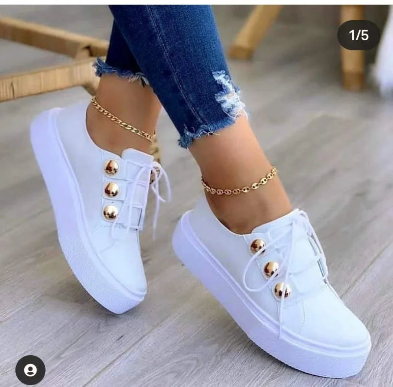 Platform Casual Sport Shoes Women's Plus Size 43 Lace Up Sneakers Wedge Non Slip Woman Vulcanize Casual Shoes Zapatos De Mujer