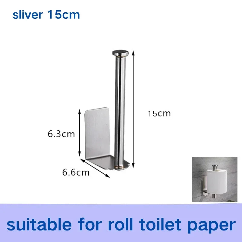 Stainless Steel Paper Towel Holder Self Adhesive Toilet Roll Paper Holder No Punching Kitchen Bathroom Lengthen Storage Rack