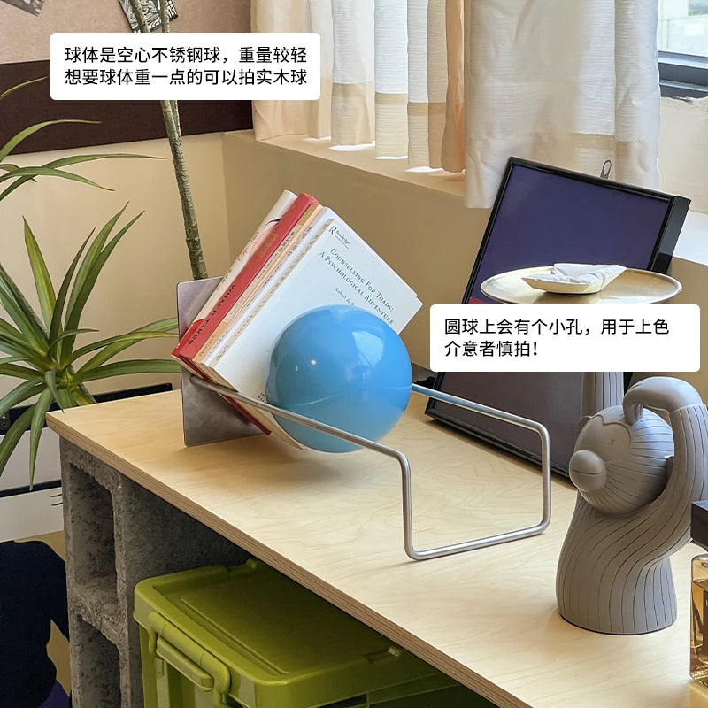 Creative Gravity Ball Bookstand Mid-Century Bauhaus Decor Organizer Novelty Desktop Magazine Holder Chic Office Newspaper Rack