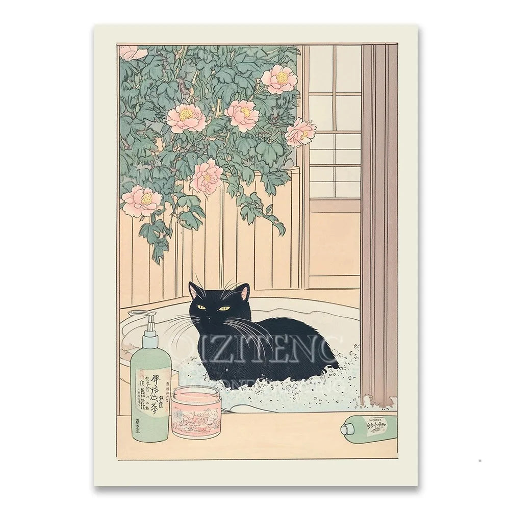 Cat in Bathtub Diamond Painting Retro Animal Picture Full Diamond Mosaic Embroidery Cross Stitch Kits Home Decor New Arrivals