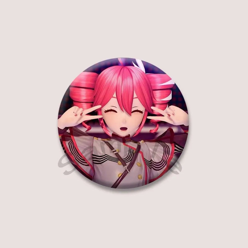 Kasane Teto Badge, Cute UTAU Anime Round Button Pin, Vocaloid Cosplay Brooch for Backpack Clothes, Collectible Gift for Fans
