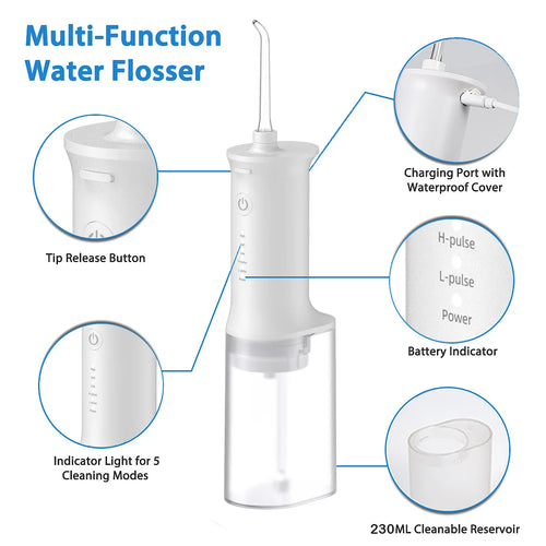 2026 Upgraded Household Oral Irrigator - High-Pressure Flushing Water Flow, IPX7 Waterproof 5-Speed Portable Interdental Cleaner